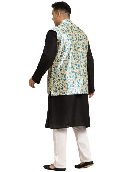 Image of SOJANYA (Since 1958, Men's Silk Blend Grey Kurta Pyjama & Silk Blend Jacket Combo