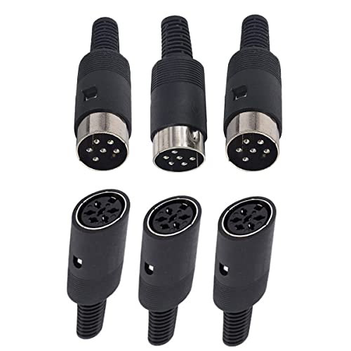 Adaptador DIN 6 pines macho y hembra plástico negro - 3 sets miniatura 1