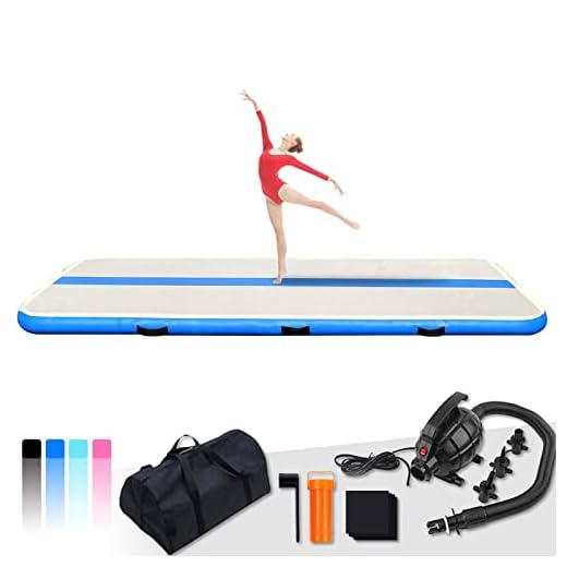 Tuxedo Sailor 10ft/13ft/16ft/20ft Inflatable Gymnastics Air Track Tumbling Mat 4in/6in/8in Thick Tumbling Air Track Mat with Electric Air Pump for Cheerleading/Gymnastics/Beach/Gym/Home use