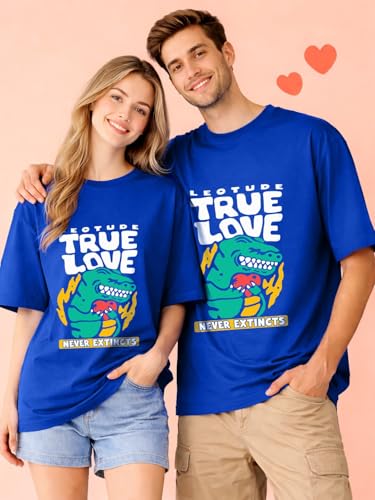 Image of LEOTUDE Couple Combo Men's Oversized T-Shirt & Women's Drop Shoulder Tshirt