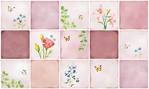 【 Dream Sticker 】アルミニウムキッチンシート 台所 レンジまわりの簡単リフォーム DIY 壁紙デコレーション ALC (フラワーガーデン, 1枚)