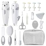 Lilian&Gema Baby Healthcare and Grooming Kit, 28-in-1 Rechargeable Nail Trimmer Electric Set, Dual Auto Light Baby Nail Care Kit, Portable Newborn Nursery Health Care Set for Infant Toddlers Boy Girl