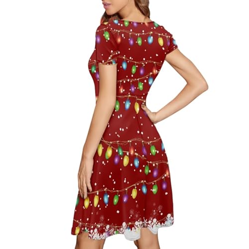 Image of POLERO Sunflower Dress for Women Floral Summer Dresses Short Sleeve Casual Sundresses Midi Dresses