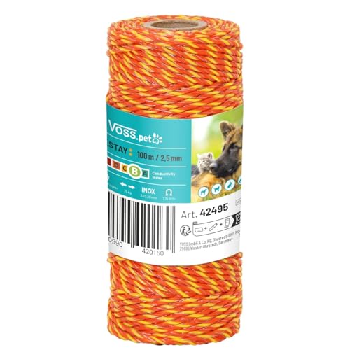 VOSS.PET Elektrozaun Komplettset für Hunde Hundeset, Weidezaun Elektrozaun Gartensicherung Hundezaun Katzenzaun mit Weidezaungerät, Elektrozaungerät