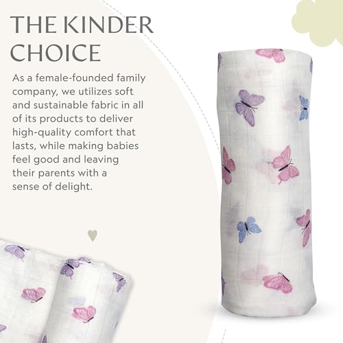 Image of Muslin Baby Swaddle - Breathable Receiving Blankets for Newborn Baby, 70% Viscose derived from Bamboo, 30% Spandex, Imported, Butterfly