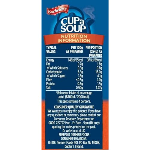 Image of Batchelors Cup a Soup Minestrone with Croutons, 94g (4 Sachets) | Instant Vegetable Soup | Tomato & Vegetable with Pasta Rings | Low Fat Vegetarian Soup | Just Add Hot Water