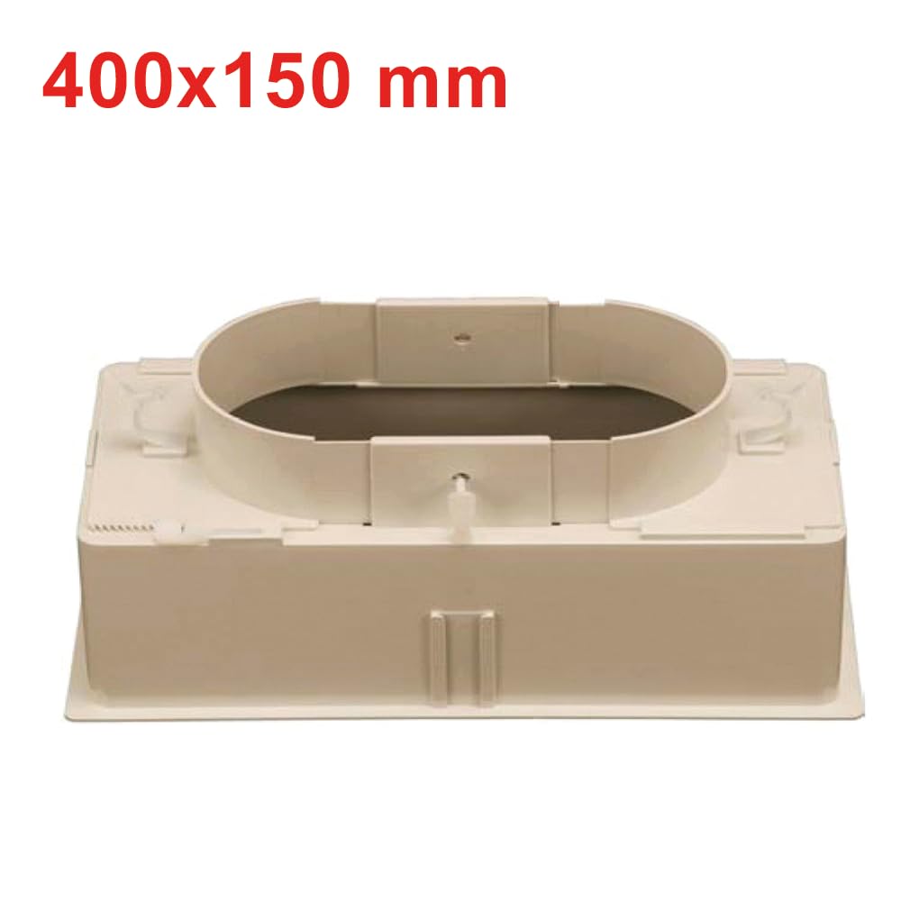 3S SuperSamaStore Plenum per Bocchetta 400x150 con Serranda Inclusa, Stacco Regolabile 160–250 mm, ABS Isolato Classe V0, Montaggio a Clips, Scatola per Condotti Flessibili di Ventilazione