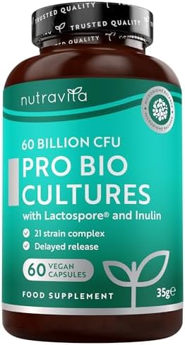 Nutravita Probiotics Cultures 60 Billion CFU, 21 Strain Complex w...