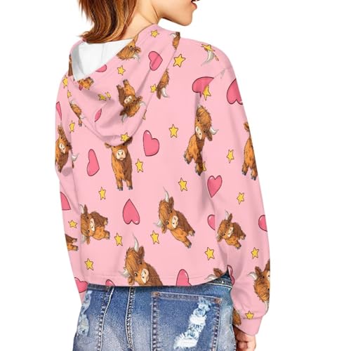 Girls Crop Tops Hoodies Cute Cartoon Graphic Cropped Hooded Sweatshirt Fall Fashion Clothes 5-14 Y2