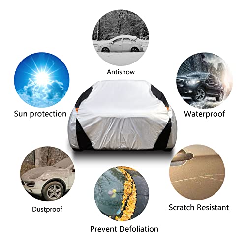 Teez 6 Layers Car Covers For Automobiles All Weather, Indoor Outdoor Windproof Dust Snow Hail Sun Uv Protection With Cotton, Full Vehicle Durable Exterior Cover For Sedan Up To (177") M #TOP2