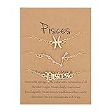 Gold Plated Zodiac Constellation Sign Bracelets for Women Men 12 Birth Months Exquisite Letter Old English Astrology Bracelet Horoscope Jewelry Birthday Gift-Pisces