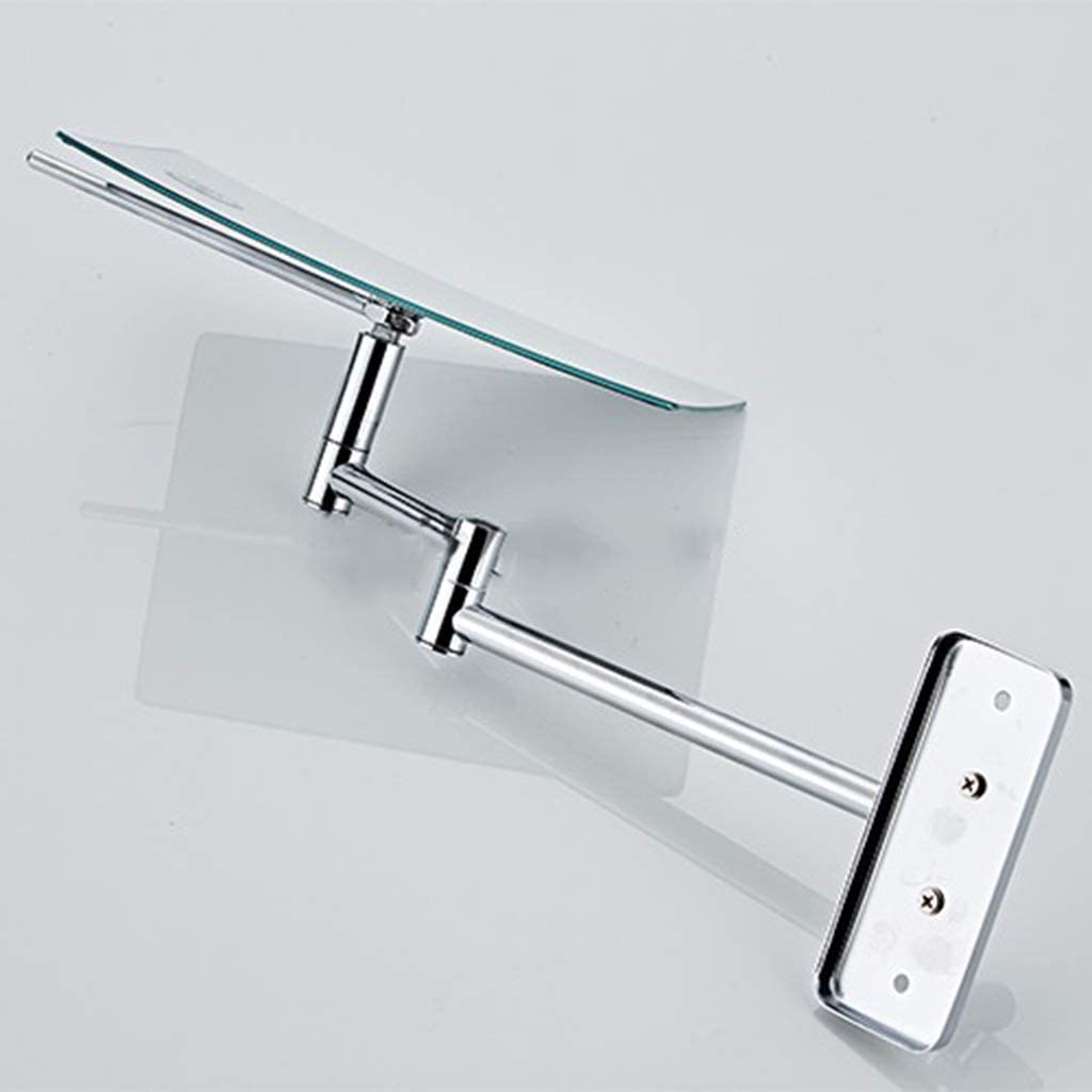 Espejo de maquillaje plegable para baño, espejo telescópico giratorio para colgar en la pared, triple zoom, espejo de maquillaje de un solo lado, 8 pulgadas, parte inferior cuadrada