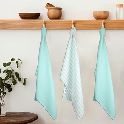 Gratico Küchentücher, Pista/Weiß, Set mit 6 schnell trocknenden Trockentüchern, sehr saugfähige Baumwolle Geschirrhandtücher, Größe 43,2 x 68,2 cm, mit Aufhängeschlaufe – Bild 4
