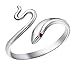 TomSunlight 925 Sterling Silver Adjustable Finger Opening Ruby Eye Snake Ring