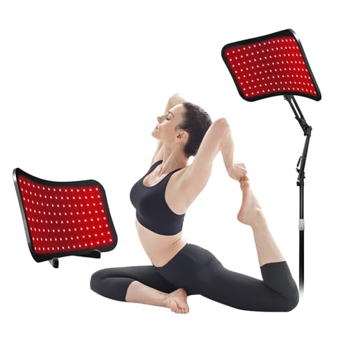 Red Light Therapy Panel with Adjustable Stand,Dual Chip 660nm & 850nm Clinical Grade LED Device for Skin Health, Pain Relief, Recovery & Better Sleep, High Power Red & Near Infrared Light Therapy