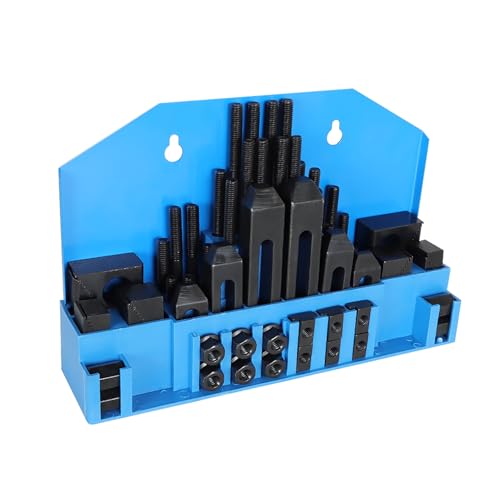 Thomletha 58Pcs Clamping Kit 1/2 T-Slot Inch Stud Clamping Kit 3/8-16 Stud Hardened Combined Clamp Kit Fit for Milling Machine