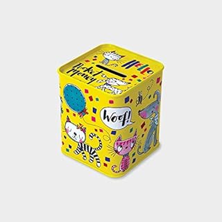 Rachel Ellen Designs - Cats & Dogs Money Box Tin - Yellow