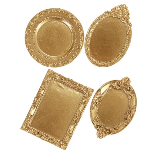 DIKACA 4 Piezas Bandejas de Resina Joyas Organizador de Accesorios Platos Decorativos Cosméticos Perfume Llaves y Compacto Mesas y Tocadores