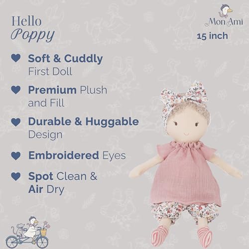 MON AMI My First Doll Poppy, 15-Inch Soft Cuddly Plush Gift for Babies by MON AMI - Used condition - Image 2