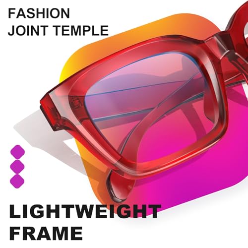 Image of VISOONE Chunky Square Anti Glare UV400 Blue Light Blocking Computer Glasses | 99% Digital Screen Filter Non-Prescription Clear Lens Thick Frame 32g Lightweight Eyewear Office for Men Women MONTANA