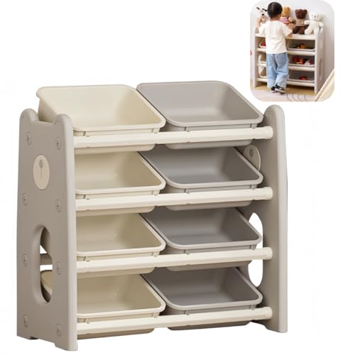 LZ LEISURE ZONE 子供 おもちゃ 収納 大容量 3段4段ラック 幅70cm 棚 おもちゃ収納3段ラック 絵本棚 1歳-10歳スリム 収納ボックス6個8個 HDPE オモチャ収納 おしゃれ 小物収納 角丸加工 ワイドタイプ 組立簡単 こども キ