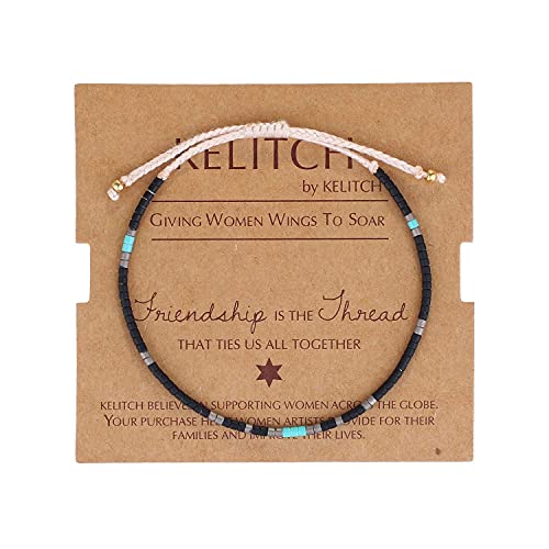 Image of KELITCH Boho Women Crystal Shell Beaded Friendship Bracelets Handmade Strand Bracelet Bangles Jewelry