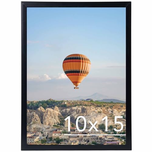 Image of JCJMY 10x15 Picture Frame Black for Wall, Wall Hanging Horizontally or Vertically, 10 x 15 Wall Gallery Poster Photo Frame with Shatter Resistant Plexiglass, Black