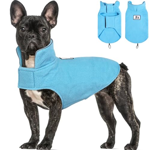 DENTRUN Reversible Dog Winter Coat, Windproof Polar Fleece Reflective Vest