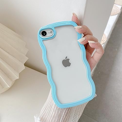 QLTYPRI Compatible with iPhone 11 Case, Cute Curly Wave Frame Clear Case for Girls Women, Transparent Soft Silicone TPU Bumper Shockproof Protective Phone Cover for iPhone 11 - White