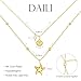 DAILI Seashell Layered Charm Necklace for Women,14k Gold Plated Starfish Pendant Non Tarnish Necklace,Adjustable Stainless Steel Stack Choker Chain Jewelry for Summer Beach Vacation