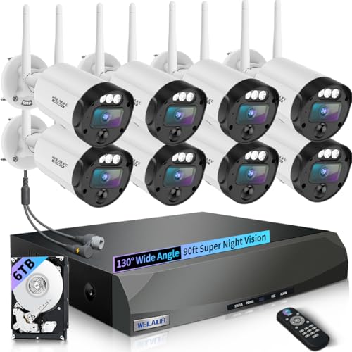 90ft Night Vision 5MP Wireless Security Camera System