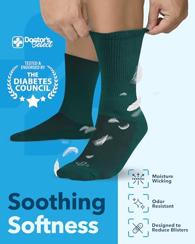 Doctor's Select Diabetic Socks for Men - 4 Pairs Diabetic Ankle Socks for Men | Non Binding Neuropathy Socks for Men