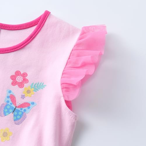 DXTON Girls Summer Tutu Dresses Short Sleeve Party Casual Outfits 3-12 Years4