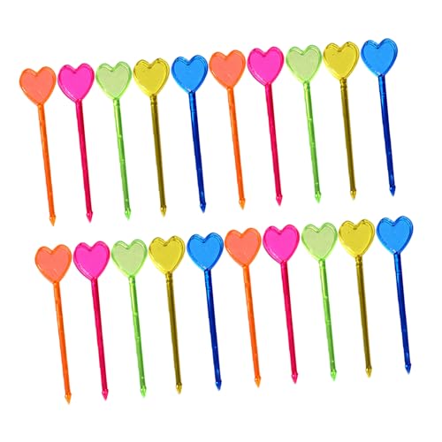 NUOLUX 150個入り使い捨てカラフルハート型フルーツフォーク ピック パーティー前菜デザート向け可愛い果物用スティック 家 イベント対応