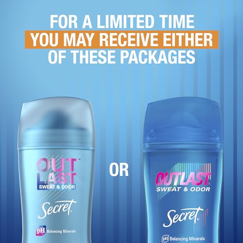 Secret Outlast Antiperspirant Deodorant for Women, 72hr Sweat & Odor Protection, PH Balancing Minerals, Clear Gel, Protecting Powder Scent, 2.6 oz