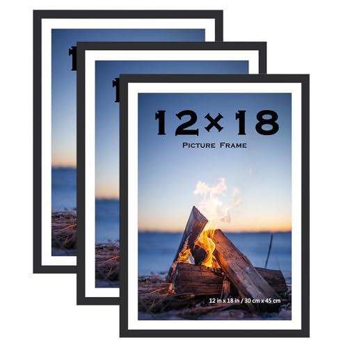 Scholar Tree 12x18 Inch Picture Frame Black Set of 3, 30x45cm Frame Wall Mountable