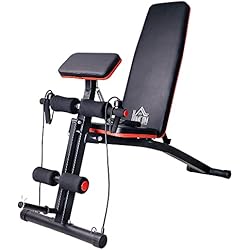 Maquina Para Hacer Pesas Homcom Banco de Mancuerna Plegable Inclinable Banco de Pesas Musculación Multifuncional para Entrenamiento Completo Máquina de Fitness Gimnasio Hogar