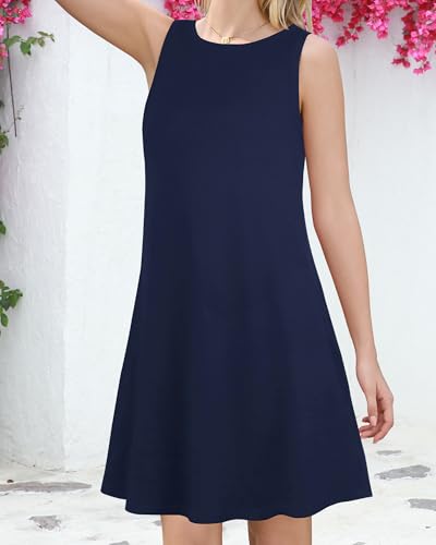 Image of Summer Dresses for Women Beach Boho Sleeveless Vintage Floral Flowy Pocket Tshirt Tank Sundresses 2026