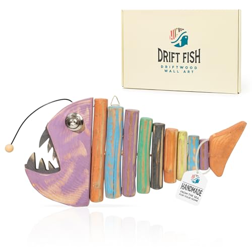 Driftwood Fish Nautical Wall Decor - Handmade Wooden Rustic Coastal