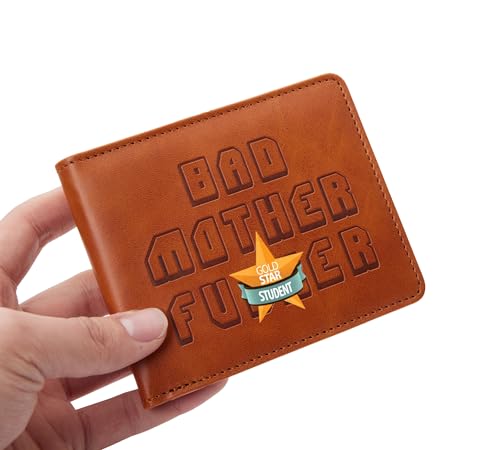 Bad Mom Wallet Double Fold Embossed Brown Leather (brown)3