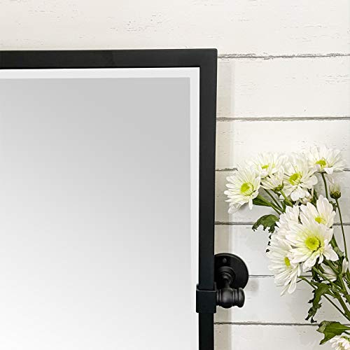 Image of Black Metal Framed Pivot Rectangle Bathroom Mirror Tilting Beveled Vanity Mirrors for Wall, Overall 23.9 x 24 inches (Mirrror 20 x 24 inches)
