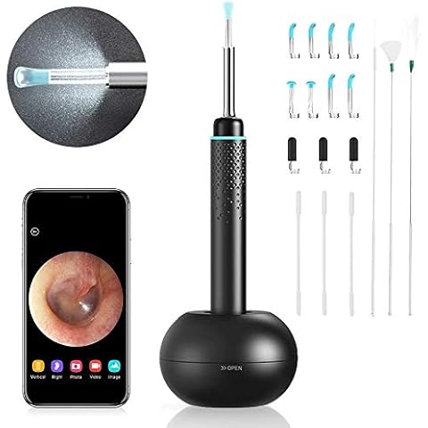 Ohr Otoskop, Enow 3.5mm WiFi Ohrreiniger Ohrenschmalz Endoskop, 3MP Kabelloses Endoskop Ohr Otoskop Kamera mit 3 Achsen Gyroskop, 6 LED Leuchten Cover