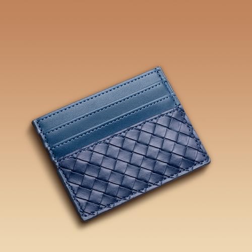 Ultra-Thin Woven Credit Card Holder - Slim Minimalist Card Wallet with 6 Slots, RFID Blocking for Men & Women