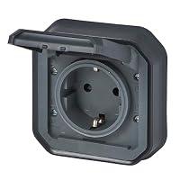 LEGRAND, Plexo New Aufsatz für Feuchtraum-Steckdose, Schuko-Standard, inklusive Klappdeckel, Berührungsschutz, Installation mit Schraubklemmen, 16A, 250 Volt, IP44 - IK07, Farbe: Anthrazit, 069859L – Ansicht 2