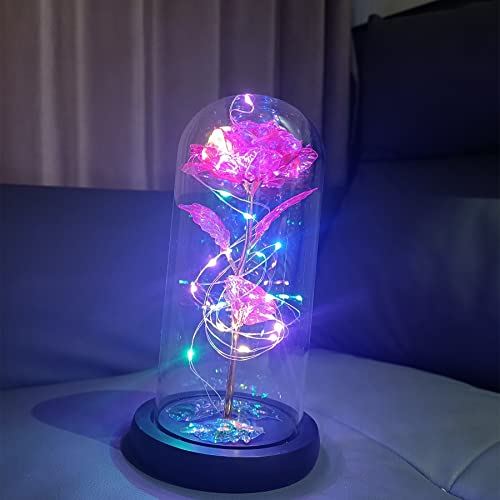 Rose Gift For Her, Women Romantic Valentine Gifts For Wife Led Galaxy Rose In Glass Dome,Women Gifts Ideas For Valentine's Day Mother's Day,Thanksgiving Day,Birthday,Anniversary On Any Occasion #TOP4