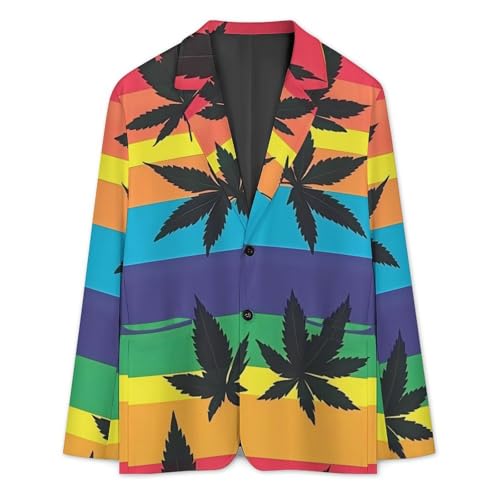 Colorful LGBT Weed Leaf Mens Blazer Lightweight Sport Coat Two Button Suit Jackets3