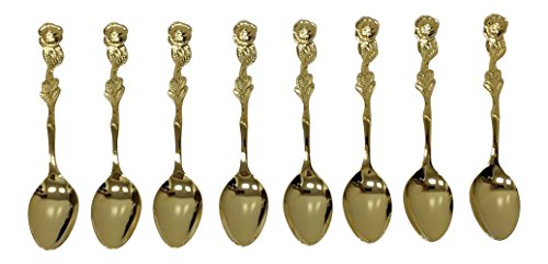 HIC Brands That Cook Gold Plated Rose Demi Spoon, Set of 8