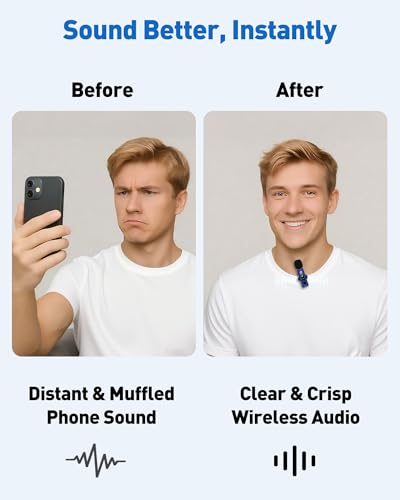Image of USB C Lavalier Microphone Wireless Mini Mic for Type-C Android Phone /Tablet /PC Video Recording Clip-on Mics with Rotatable Clip&Denoise Recording, Ideal for Vlog Tiktok Youtube Content Creator, Blue