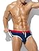 Arjen Kroos Men's Swim Briefs Sexy Bikini Contrast Color Swimsuit Swimming Briefs with Drawstring,Navy Blue,X-Large