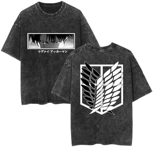 zhedu Camisetas Nuevas Lavadas De Anime Aot Camisetas Holgadas De...